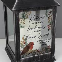 Personalised Robins Appear Memorial Black Lantern Extra Image 3 Preview